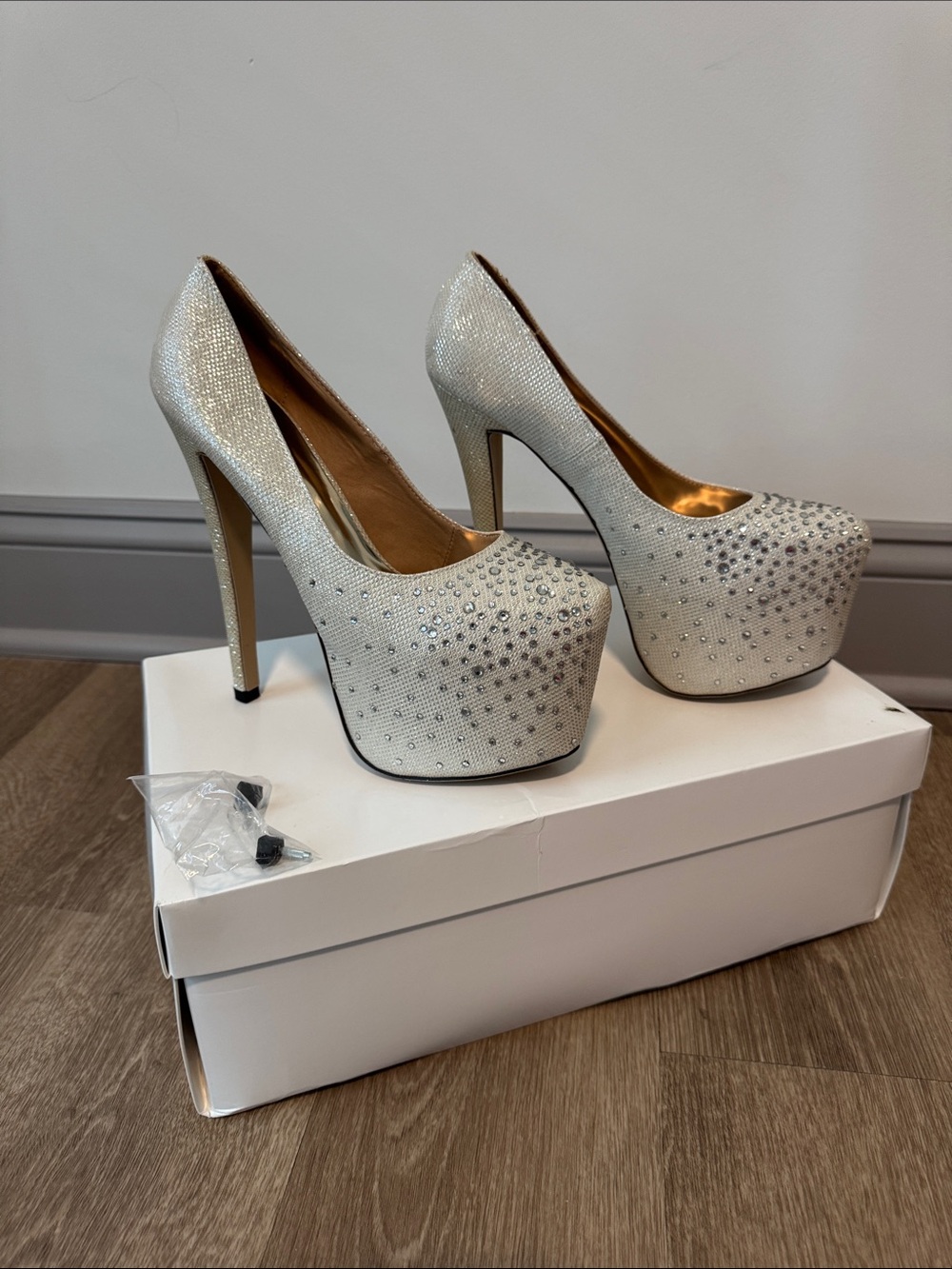 Crystal-Embellished Platform Pumps